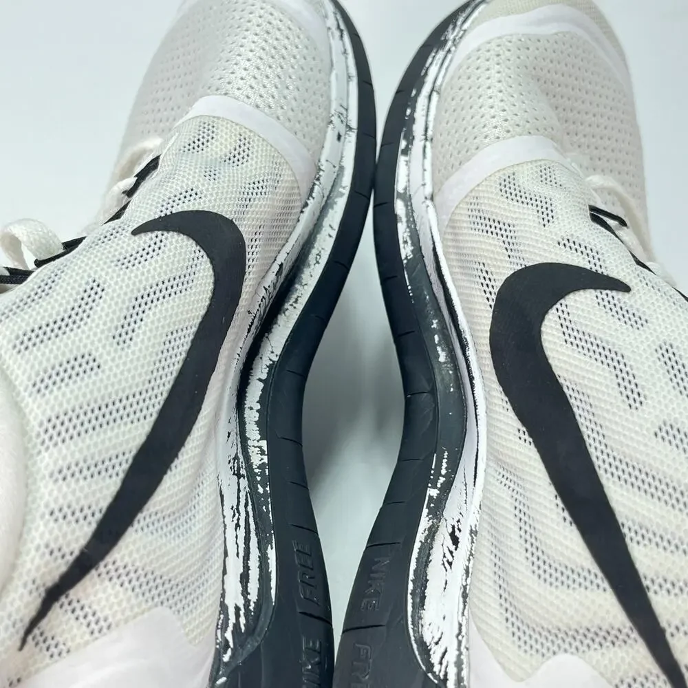 Nike Free 5.0 White Black Athletic Low Top Running Shoes 724383-100 Women's Sz 8
